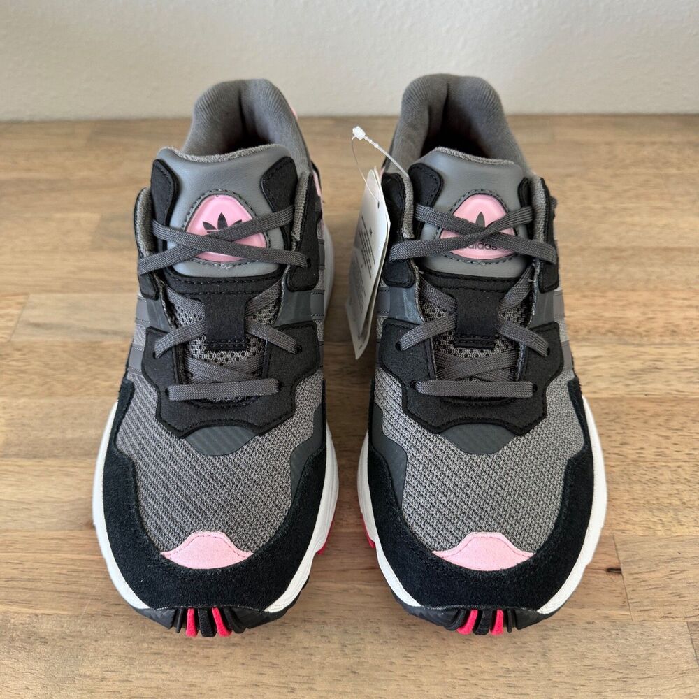 Adidas Yung-96 J Kids 5Y Women's 6.5 Gray Pink Black Sneakers F35274 New Box